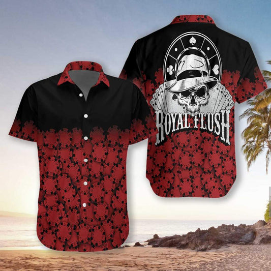 Poker Chips Black and Red Hawaiian Shirt #V