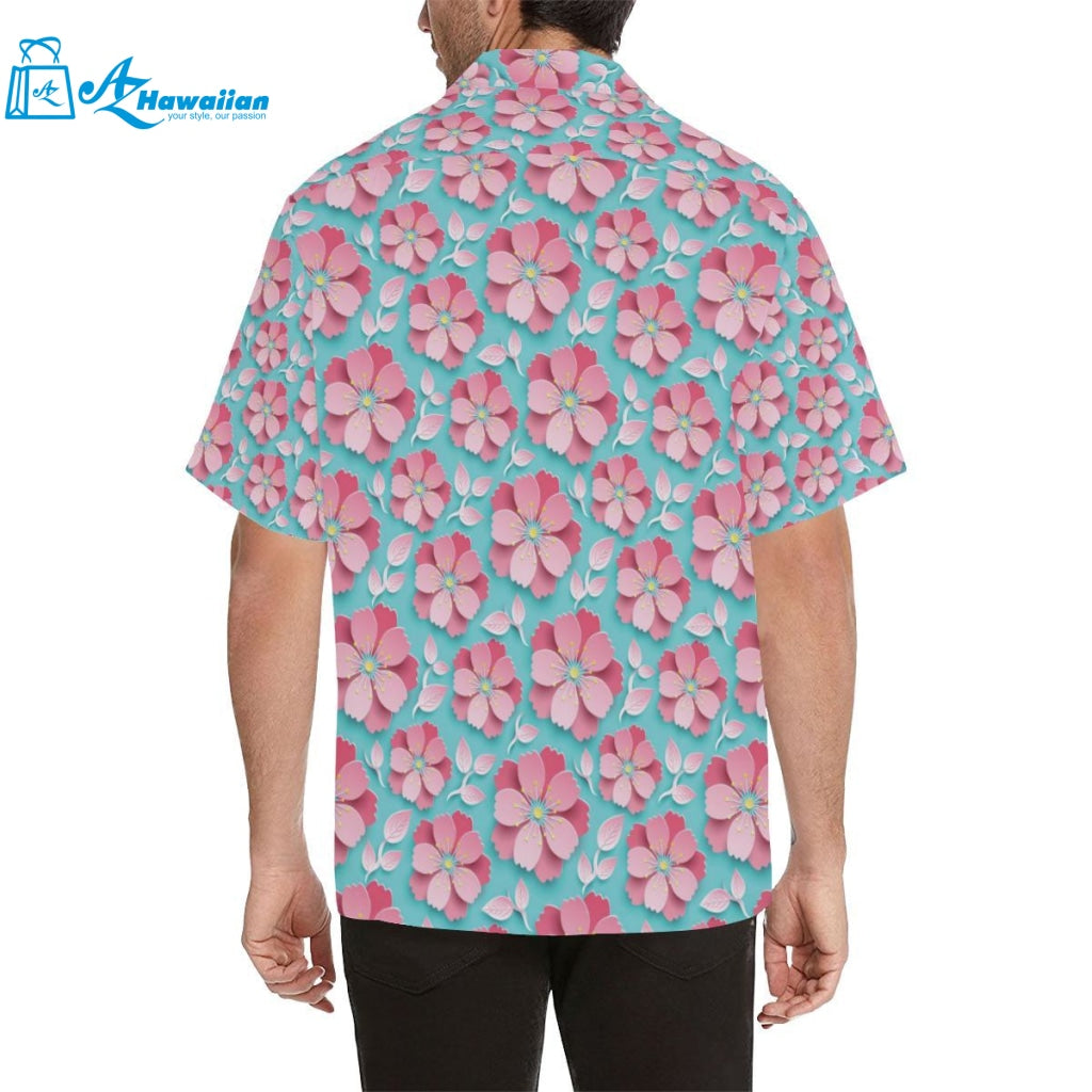 3D Sakura Cherry Blossom Pattern Mens All Over Print Hawaiian Shirt