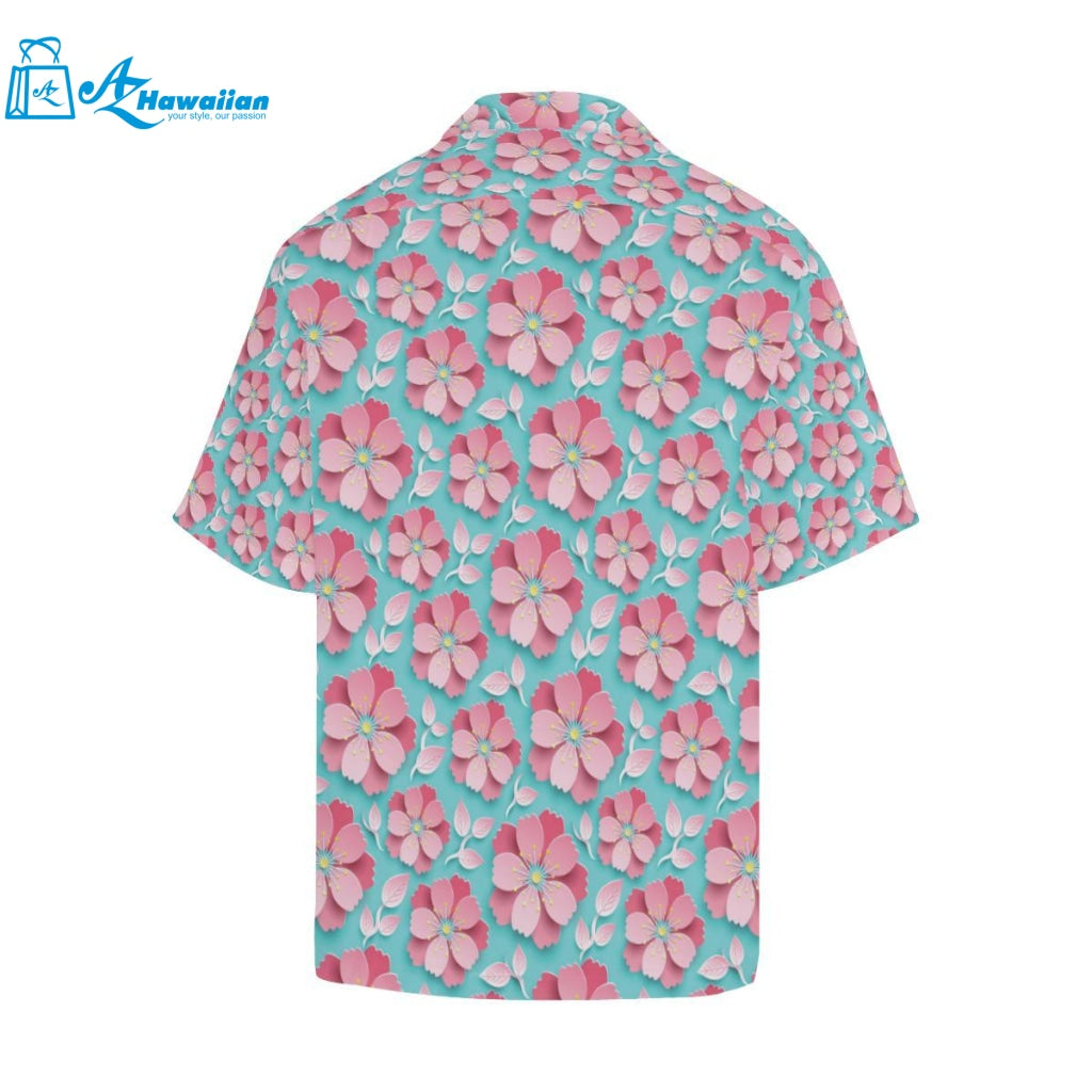 3D Sakura Cherry Blossom Pattern Mens All Over Print Hawaiian Shirt