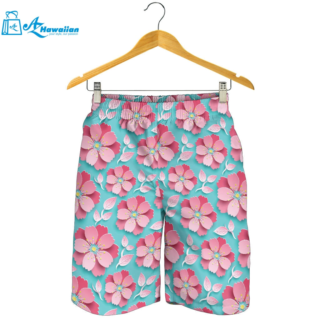 3D Sakura Cherry Blossom Pattern Men Shorts