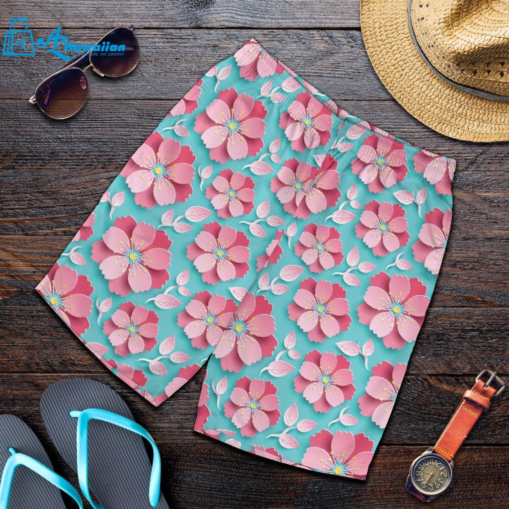 3D Sakura Cherry Blossom Pattern Men Shorts