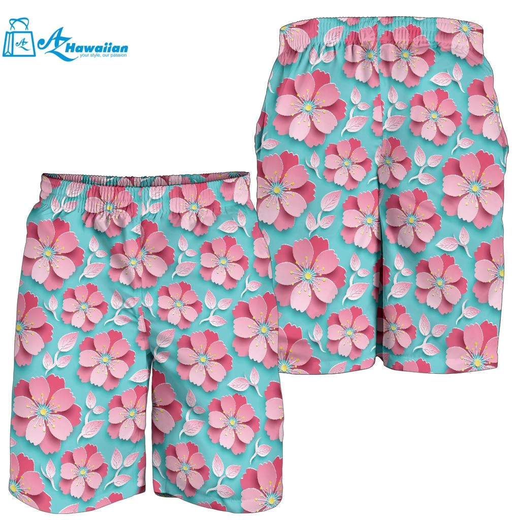 3D Sakura Cherry Blossom Pattern Men Shorts