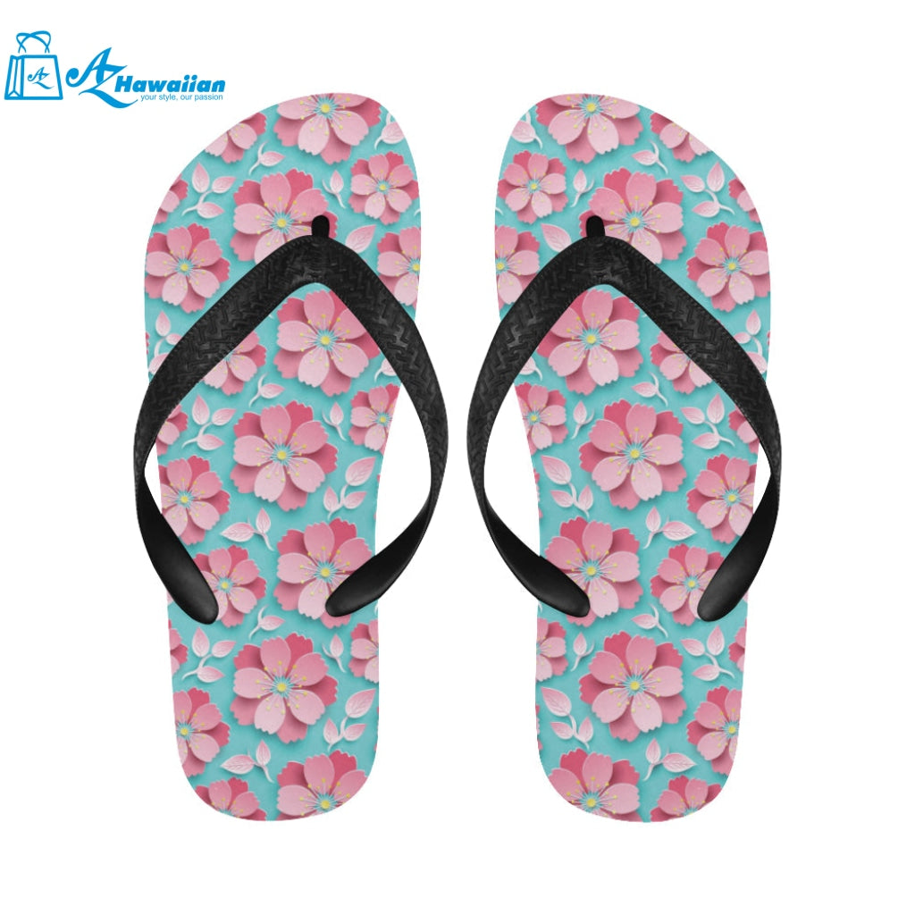 3D sakura cherry blossom pattern Unisex Flip Flops