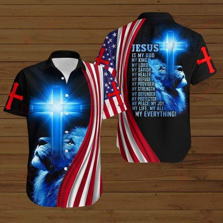 4Th July Lion Cross Jesus Is My Everything Hawaiian Shirts 