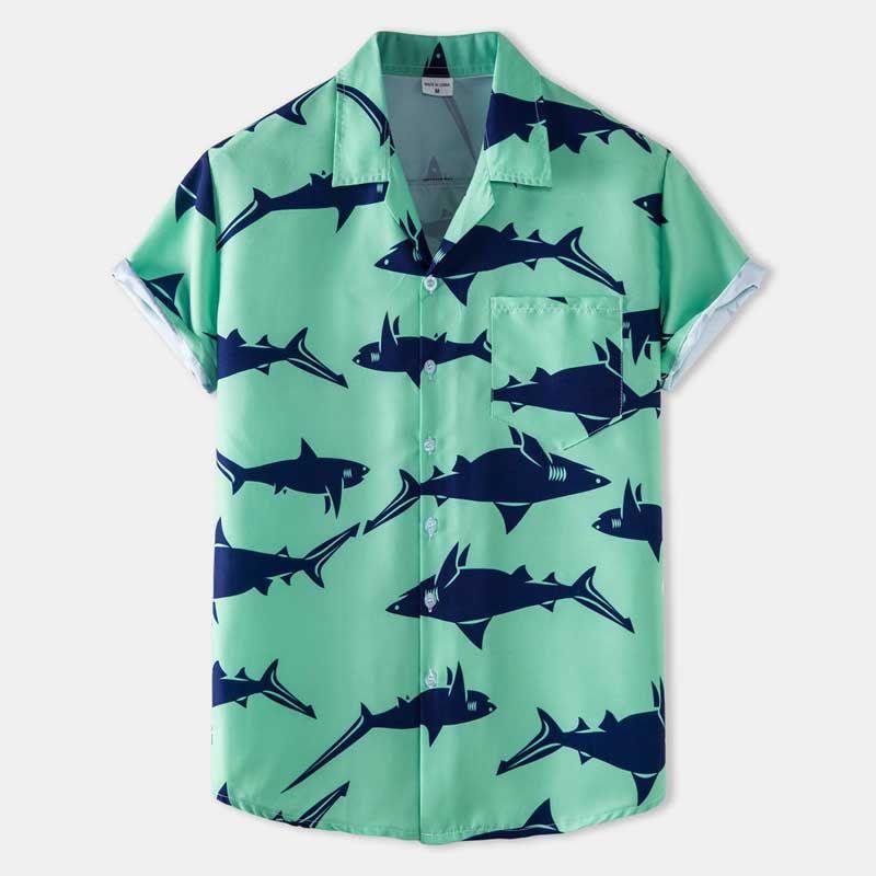 Shark   Blue Amazing Design Unisex Hawaiian Shirt  