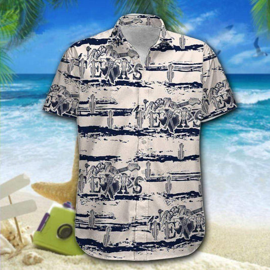 Hawaiian Aloha Shirts Cactus Texas Black And White