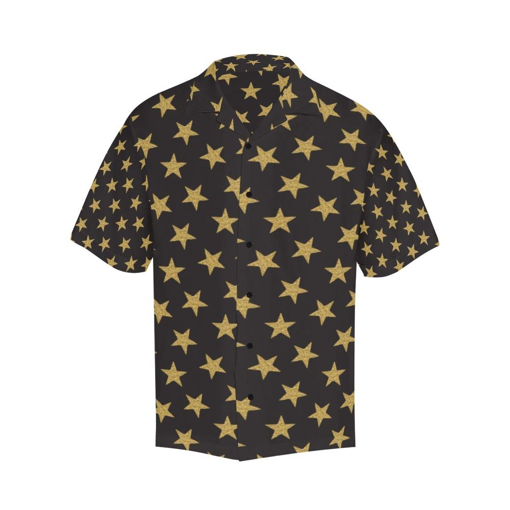 Star Gold Print Design Hawaiian Shirt