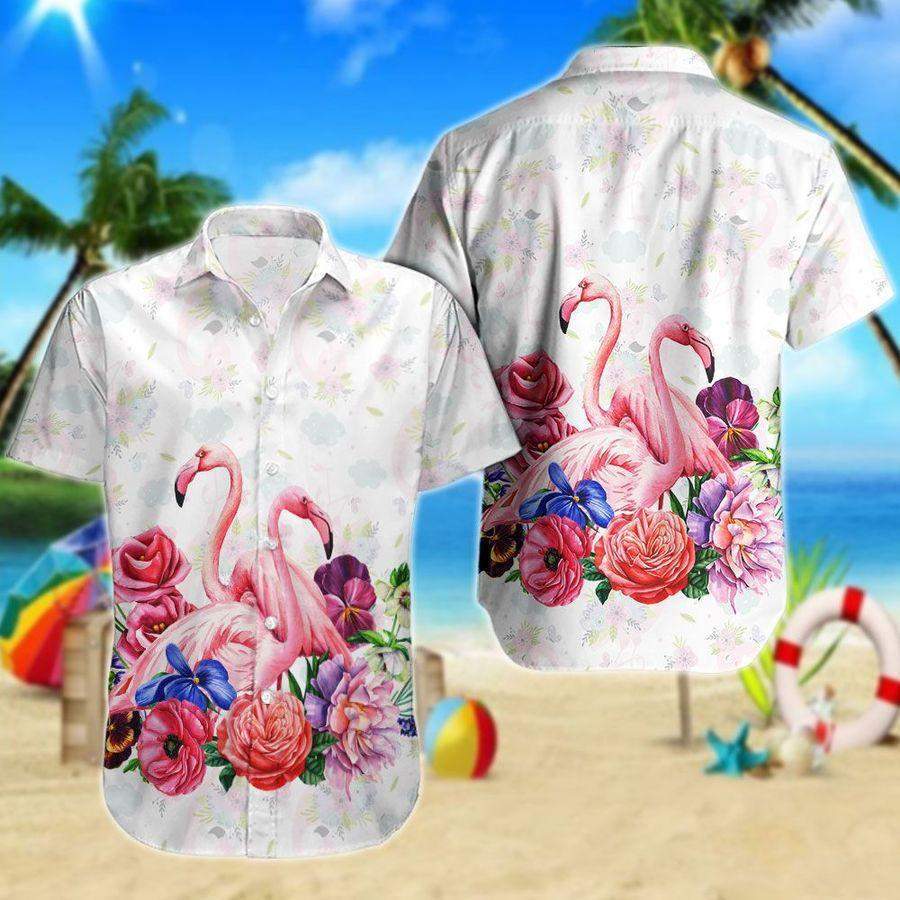 Hawaiian Aloha Shirt Flamingo Flower