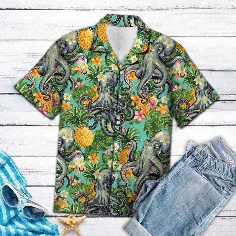 Octopus Summer Vibe Tropical Hawaiian Aloha Shirts #1508DH