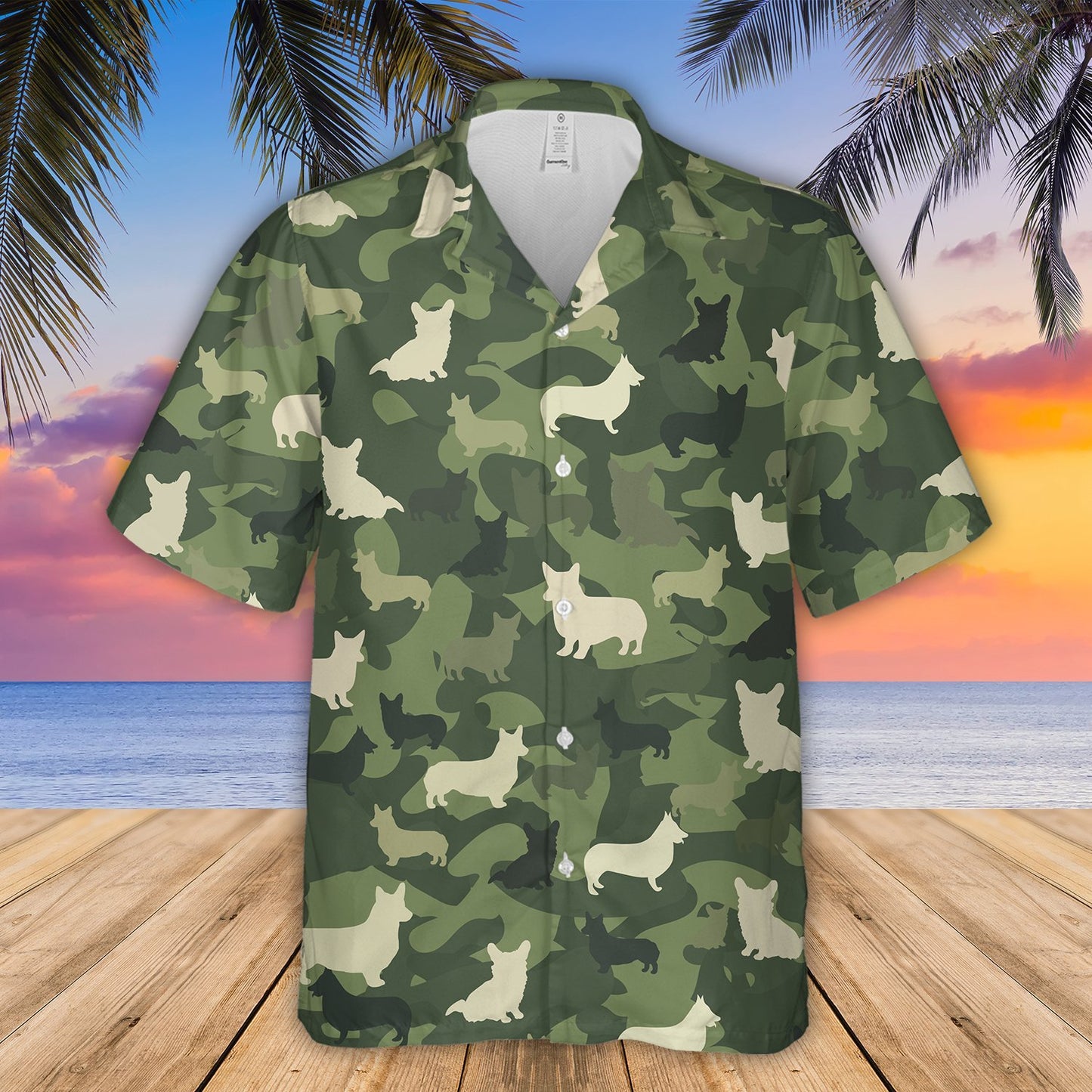Corgi Camo Beach Shirt 01 Hawaiian