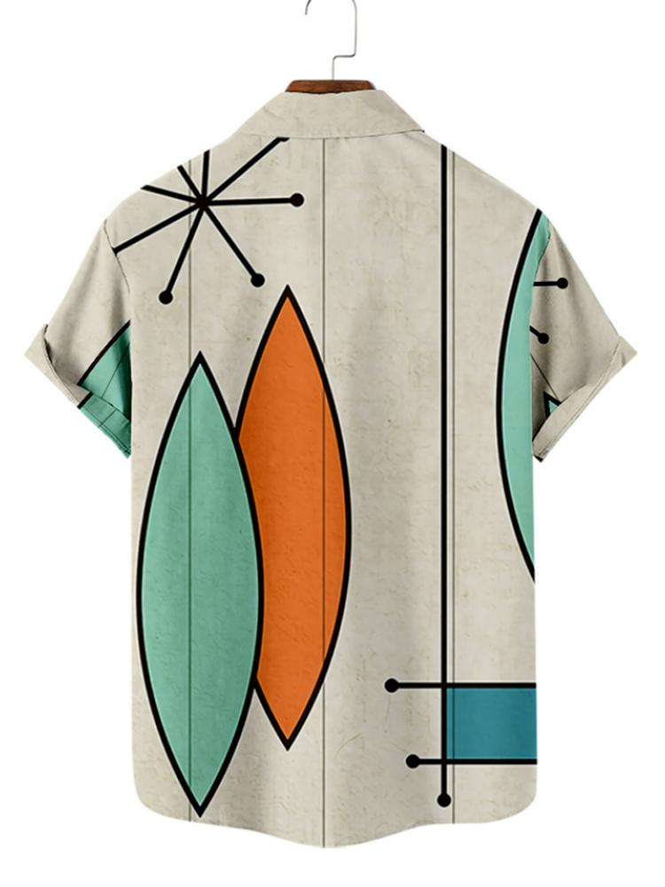 Oval Printed Trendy Loose Short Sleeve Shirt Hawaiian