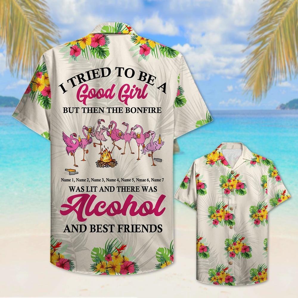 Hawaii Flamingo I Tried To Be A Good Girl - Custom Shirt Hawaiian