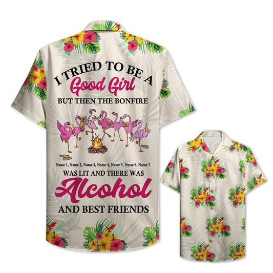 Hawaii Flamingo I Tried To Be A Good Girl - Custom Shirt Hawaiian