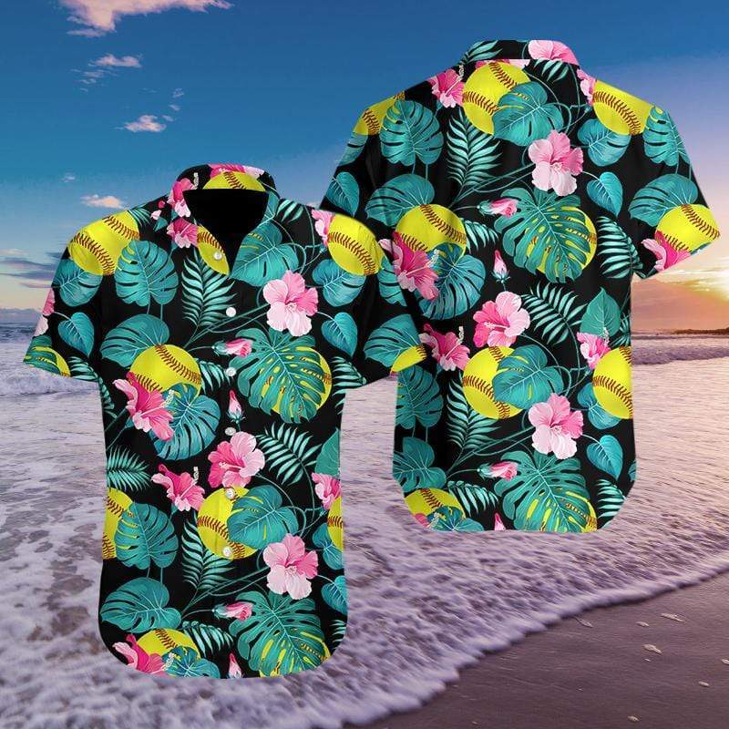 Amazing Softball Simple Hawaiian Aloha Shirts Fantastic #0309l