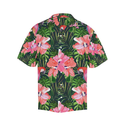 Parrot Leaves Pattern Mens All Over Print Hawaiian Shirt