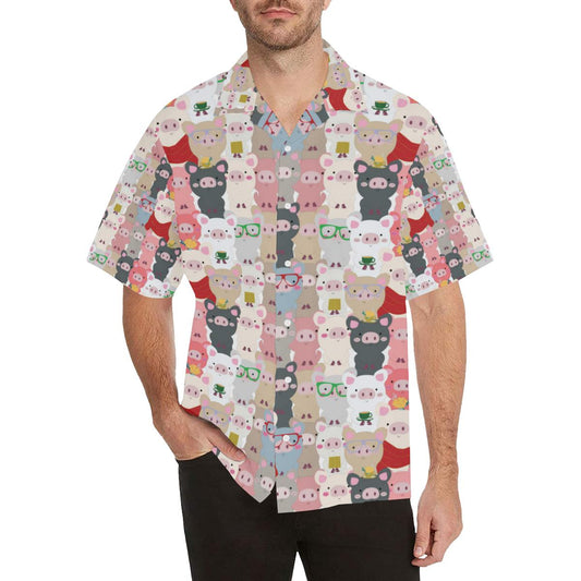 Pig Pattern Print Design 02 Mens All Over Hawaiian Shirt
