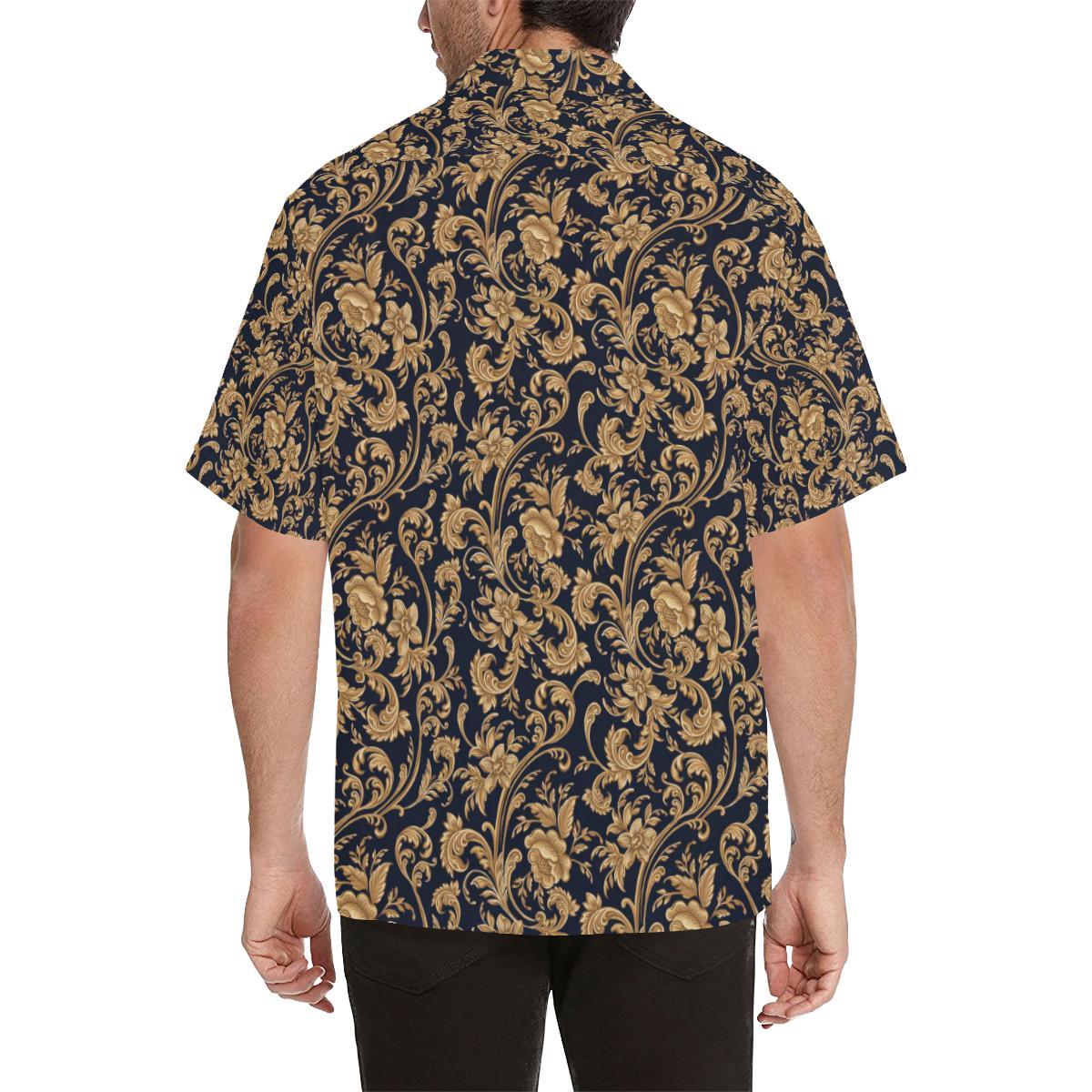 Baroque Golden Pattern Print Design Hawaiian Shirt