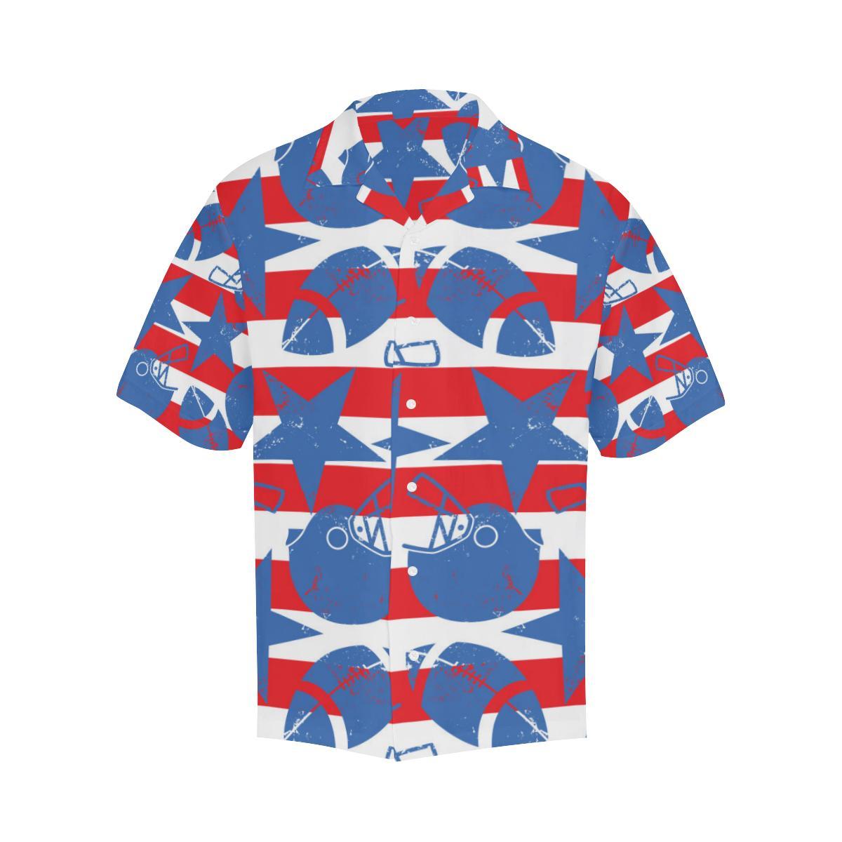 American Football Ball Star Stripes Pattern Mens All Over Print Hawaiian Shirt