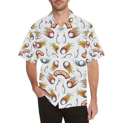 Bowling Strike Pattern Mens All Over Print Hawaiian Shirt