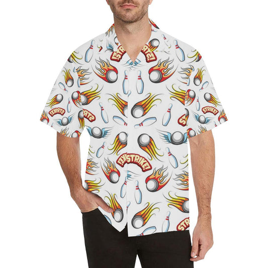 Bowling Strike Pattern Mens All Over Print Hawaiian Shirt