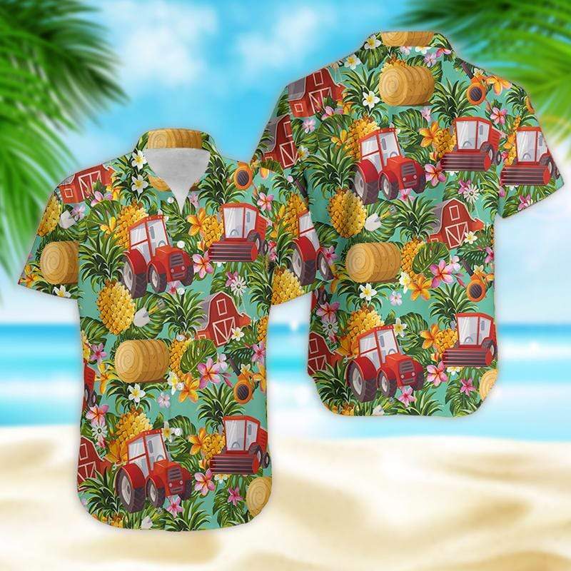 Farmer Pineapple Tropical Hawaiian Aloha Shirts #DH