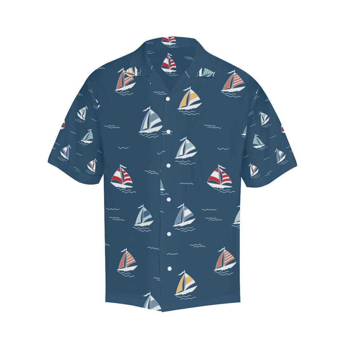 Sailing Ships Pattern Print Design A Hawaiian Shirt