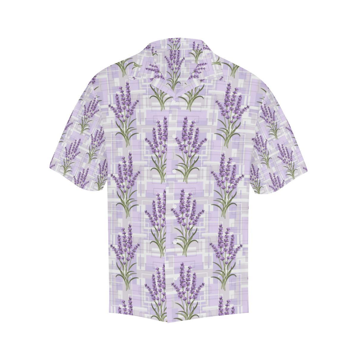 Lavender Pattern Theme Mens All Over Print Hawaiian Shirt