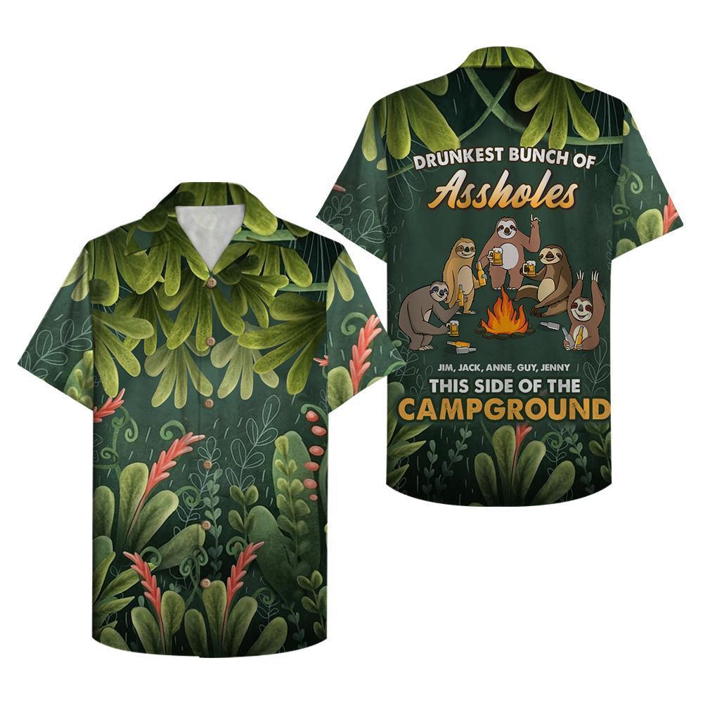 Camping Drunkest Bunch Of Assholes Personalized Hawaii Shirt Hawaiian