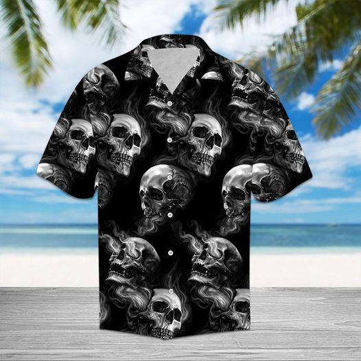 Hawaiian Aloha Shirts Skull Smoke