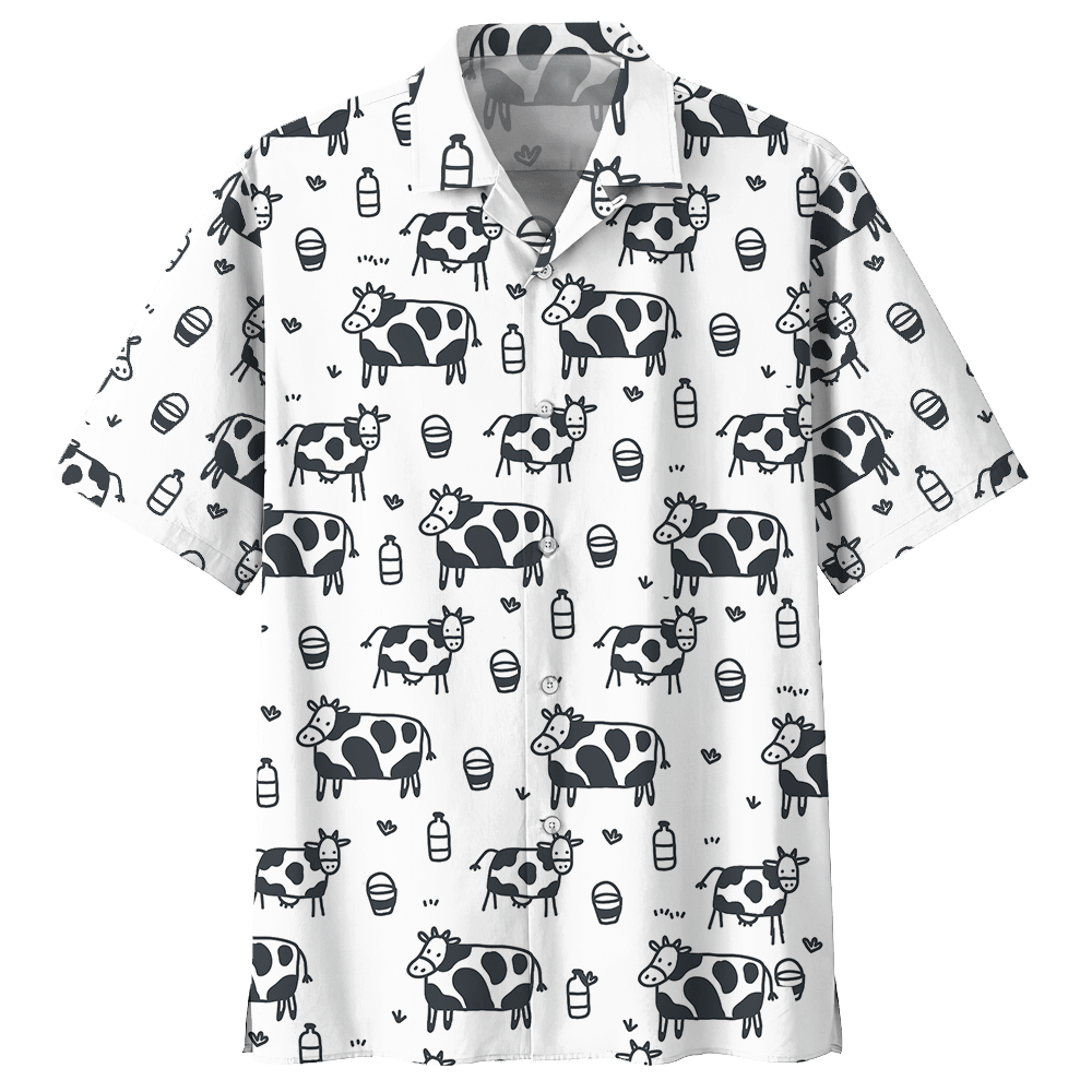 Cow  White High Quality Unisex Hawaiian Shirt For Men And Women Dhc17063769