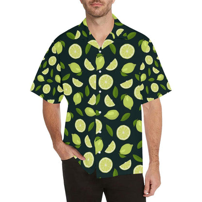 Lime Leaves Pattern Mens All Over Print Hawaiian Shirt