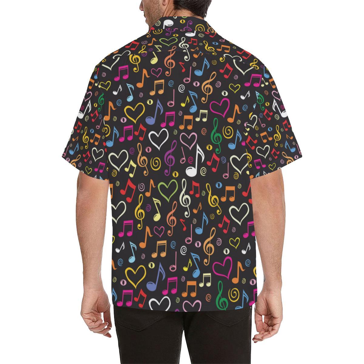 Music Notes Pattern Print Design 02 Mens All Over Hawaiian Shirt