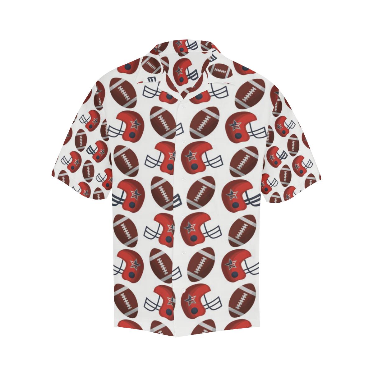 American Football Ball Red Helmet Pattern Mens All Over Print Hawaiian Shirt