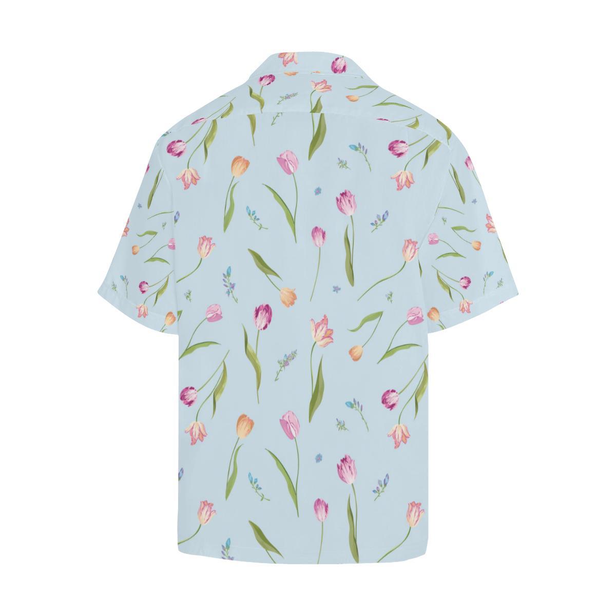 Watercolor Tulips Pattern Mens All Over Print Hawaiian Shirt