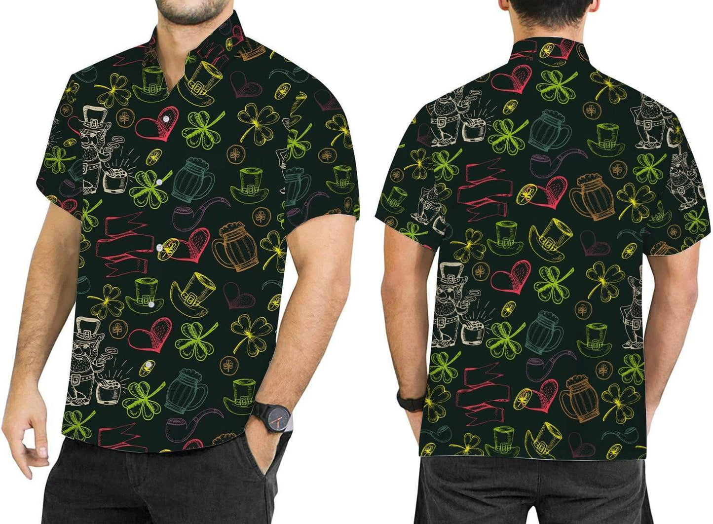 Hawaiian Aloha Shirts Happy St Patrick's Day Irish Seamless Pattern #402