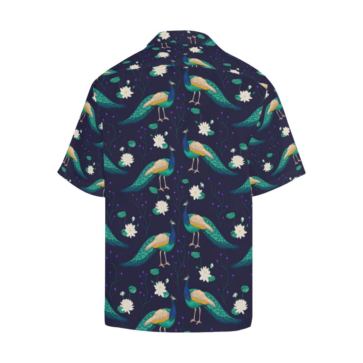 Peacock Flower Pattern Mens All Over Print Hawaiian Shirt