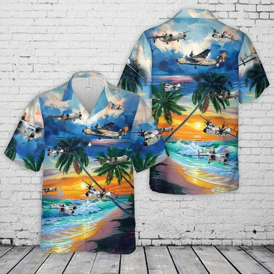 Tropical Beach Us Navy Grumman C-2 Greyhound Aloha Hawaiian Shirts #Dh