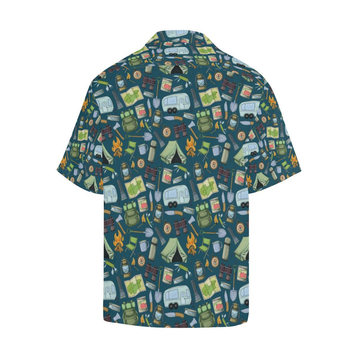 Camping Pattern Print Design Hawaiian Shirt