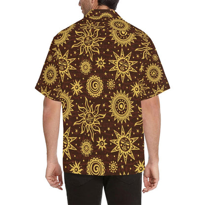 Hand Drawn Sun Pattern Mens All Over Print Hawaiian Shirt