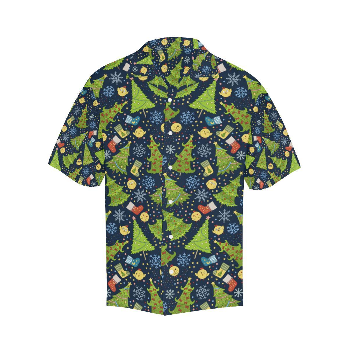 Christmas Tree Snowflake Pattern Mens All Over Print Hawaiian Shirt