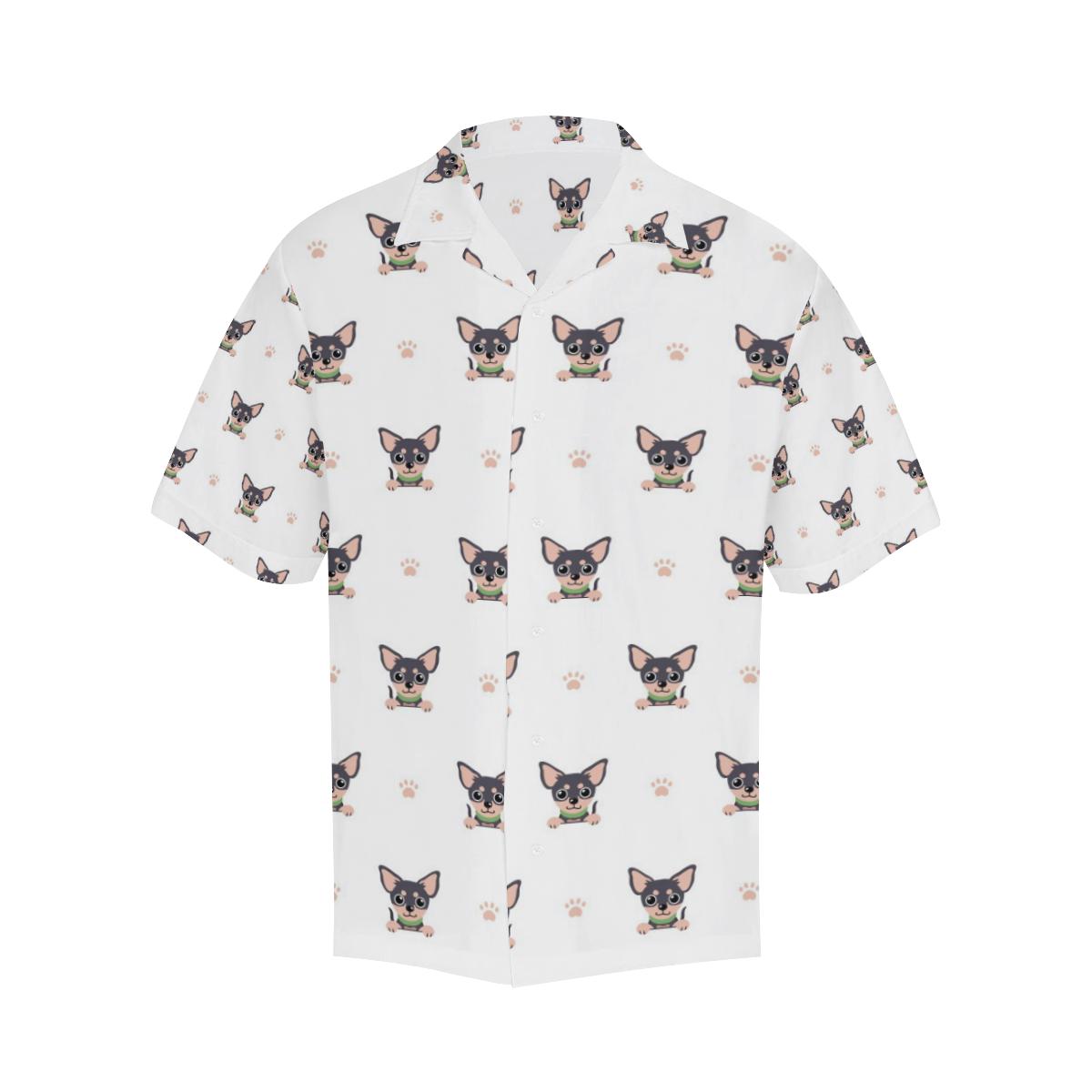 Cute Chihuahua Paw Pattern Mens All Over Print Hawaiian Shirt