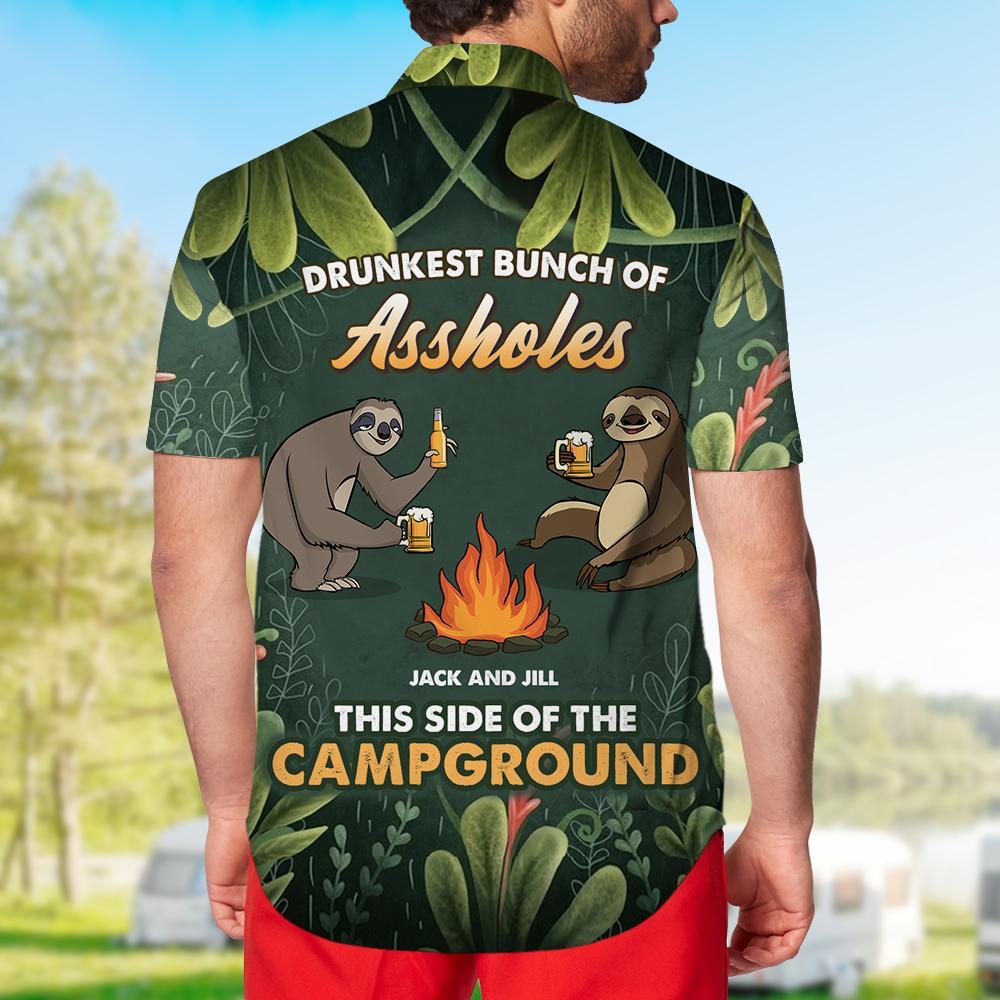 Camping Drunkest Bunch Of Assholes Personalized Hawaii Shirt Hawaiian