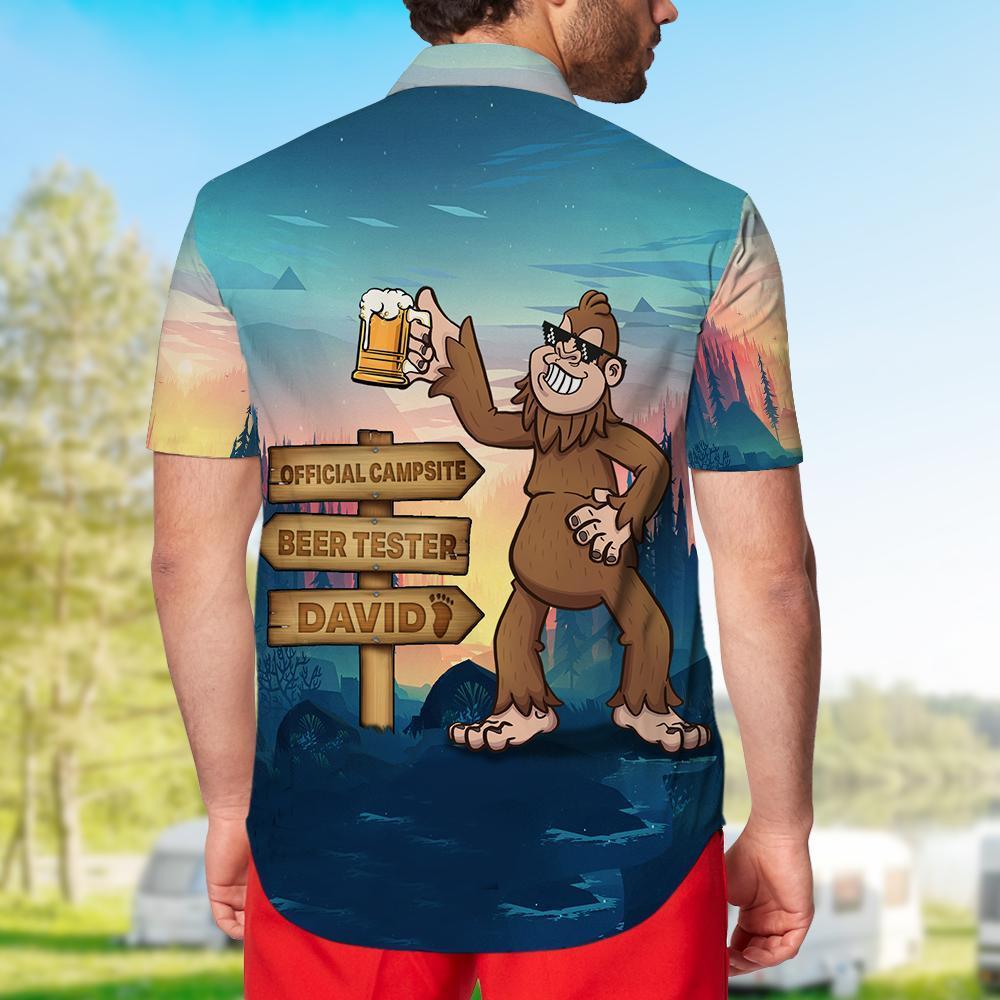 Camping Bear Bigfoot Official Campsite Beer Tester Personalized Hawaii Shirt Hawaiian