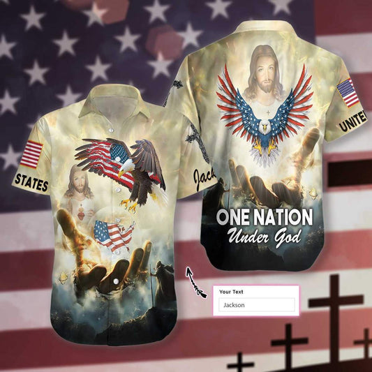 Jesus One Nation Under God Eagle Hawaiian Aloha Shirts #V