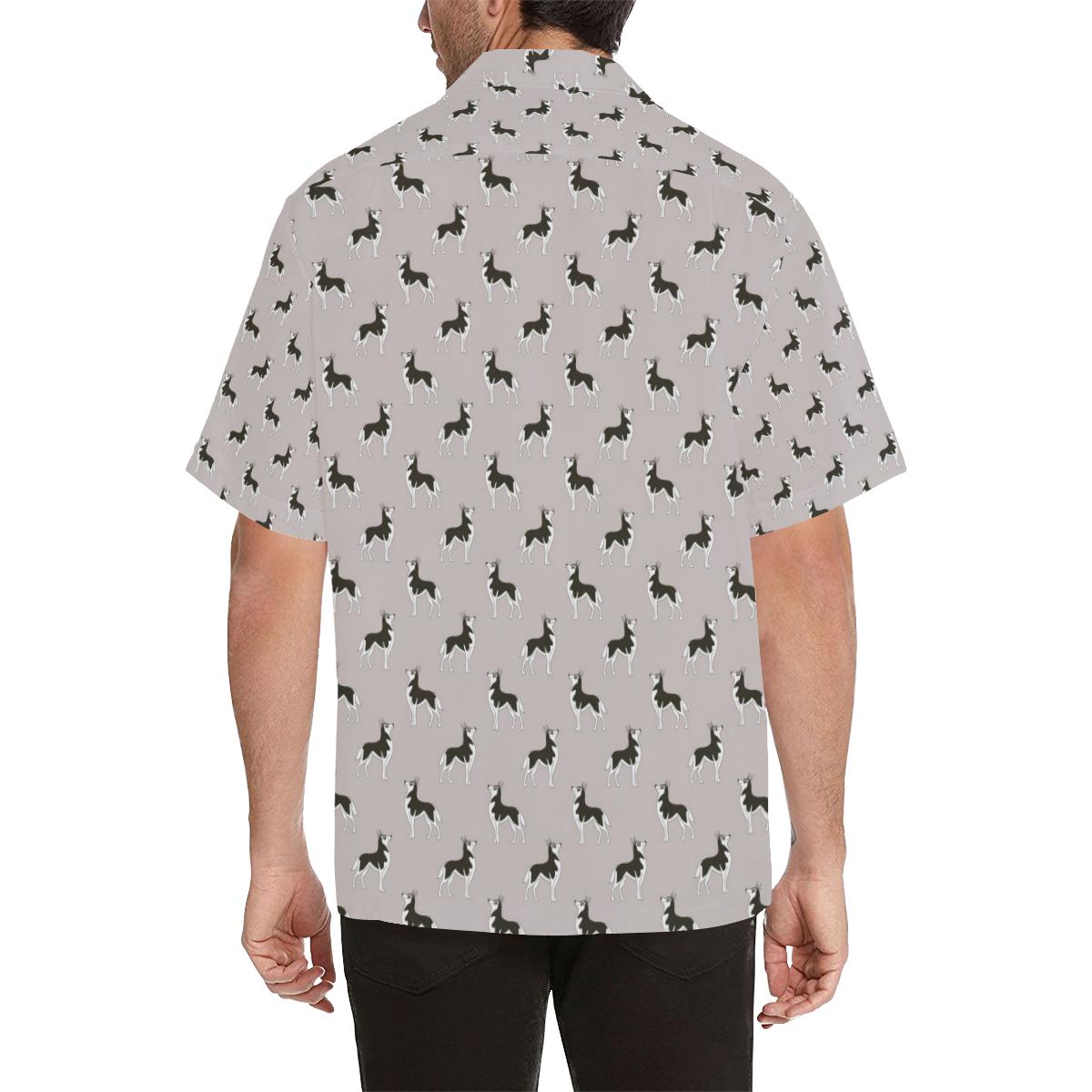 Siberian Husky Pattern Background Mens All Over Print Hawaiian Shirt