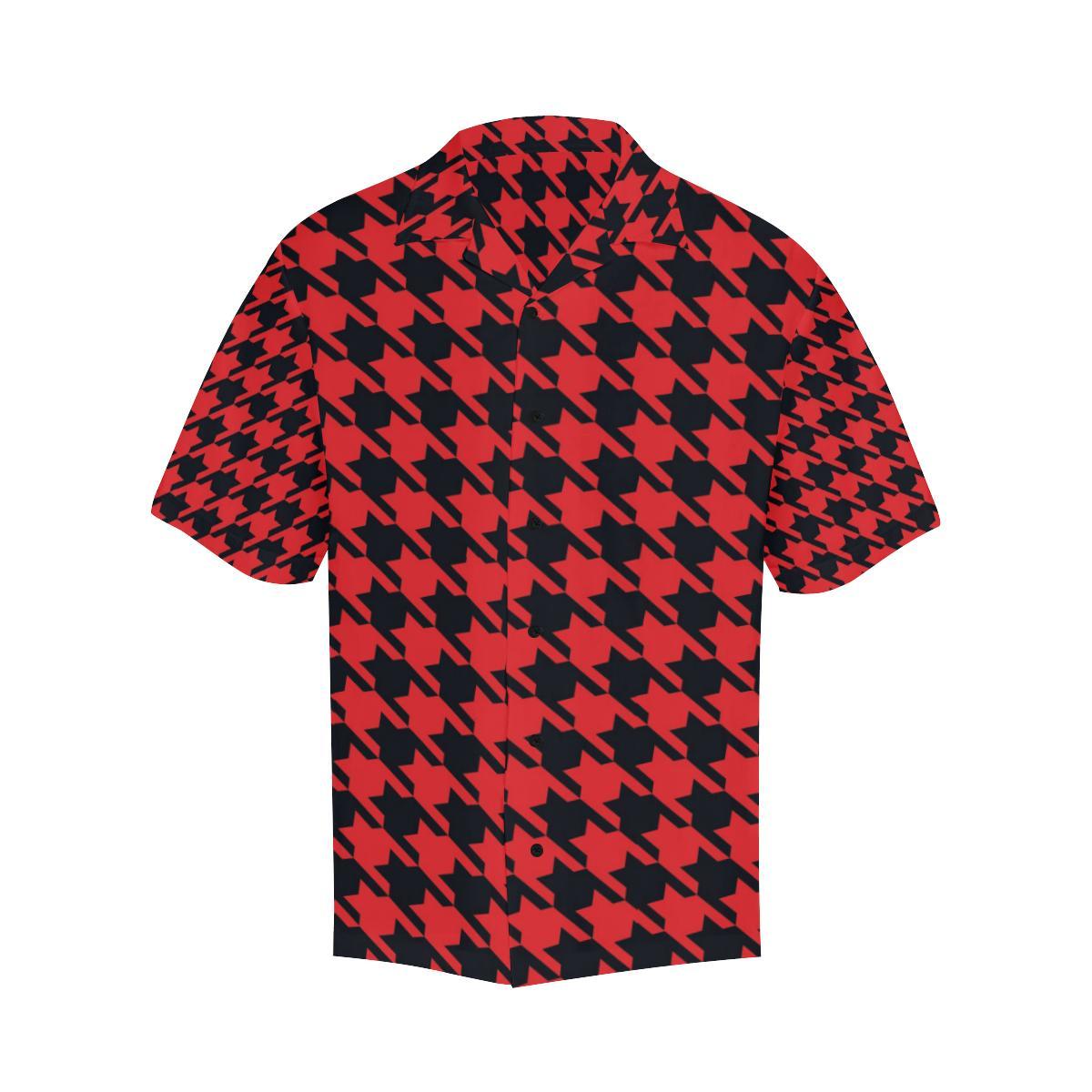 Houndstooth Red Pattern Print Design Hawaiian Shirt