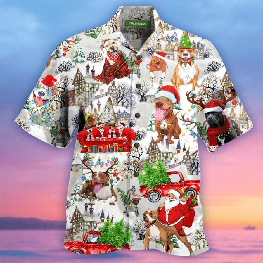 Love Dog Santa Claus Merry Christmas Red Hawaiian Aloha Shirts