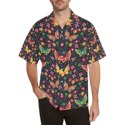 Butterfly Flower Pattern Mens All Over Print Hawaiian Shirt