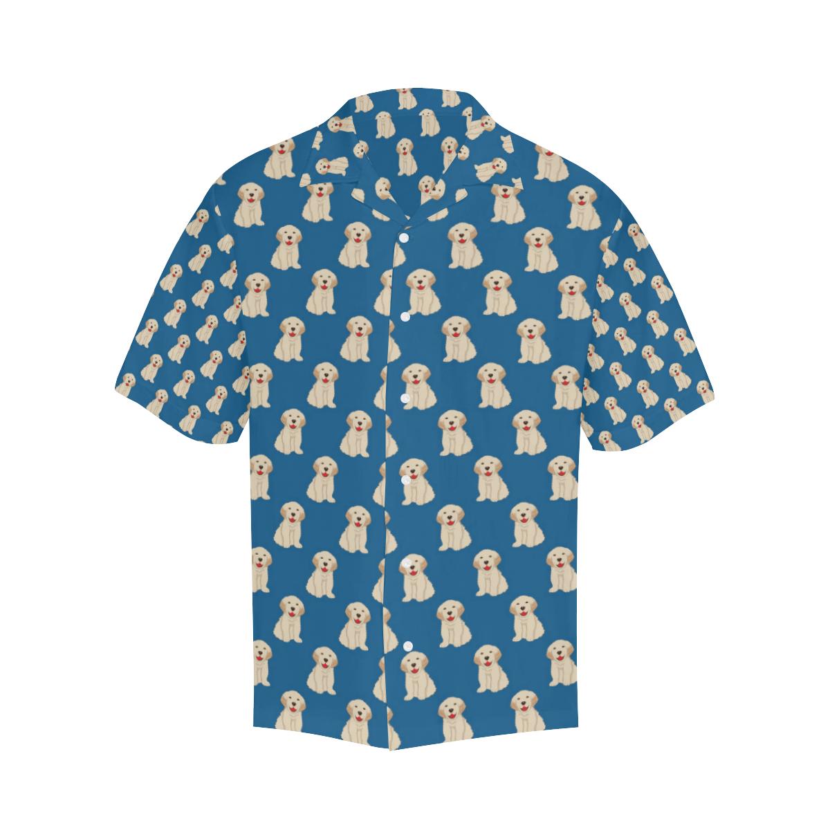 Golden Retriever Pattern Print Design 03 Mens All Over Hawaiian Shirt