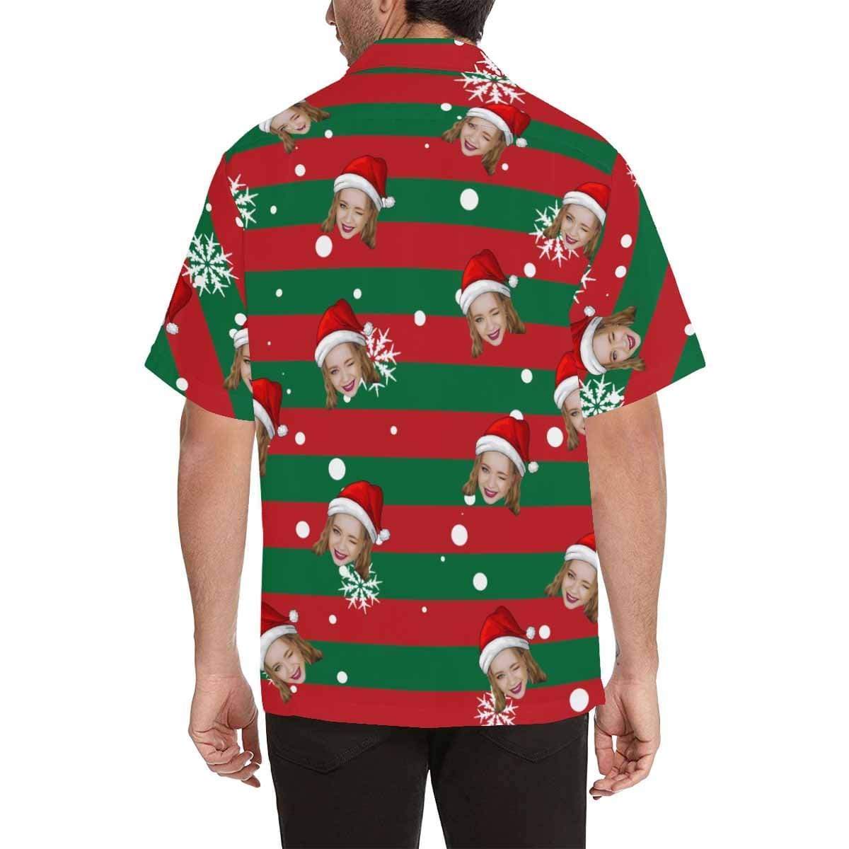 Custom Face Stripe Christmas Men's Hawaiian Shirt